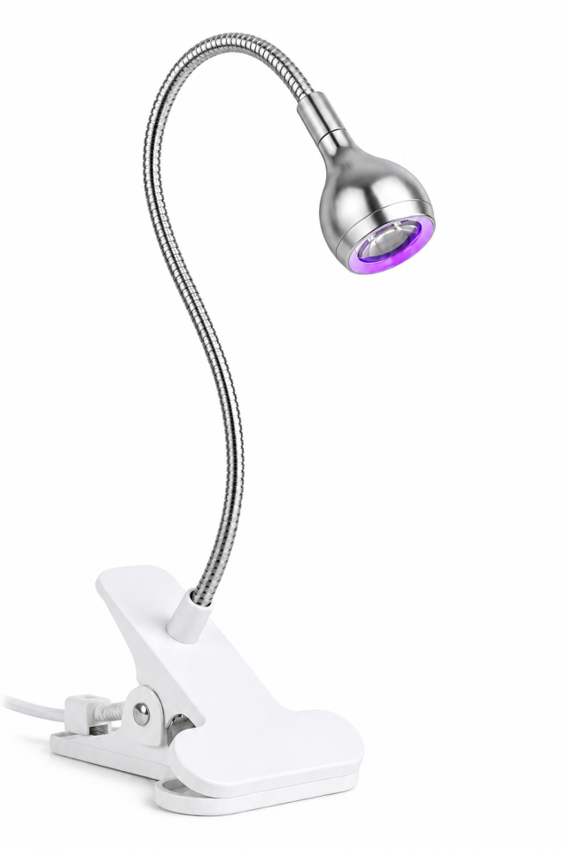 מנורת UV LED עם קליפס – לייבוש ג’ל וטיפס הפוך | מנורת ייבוש מקצועית לבונות ציפורניים בצבע כסף